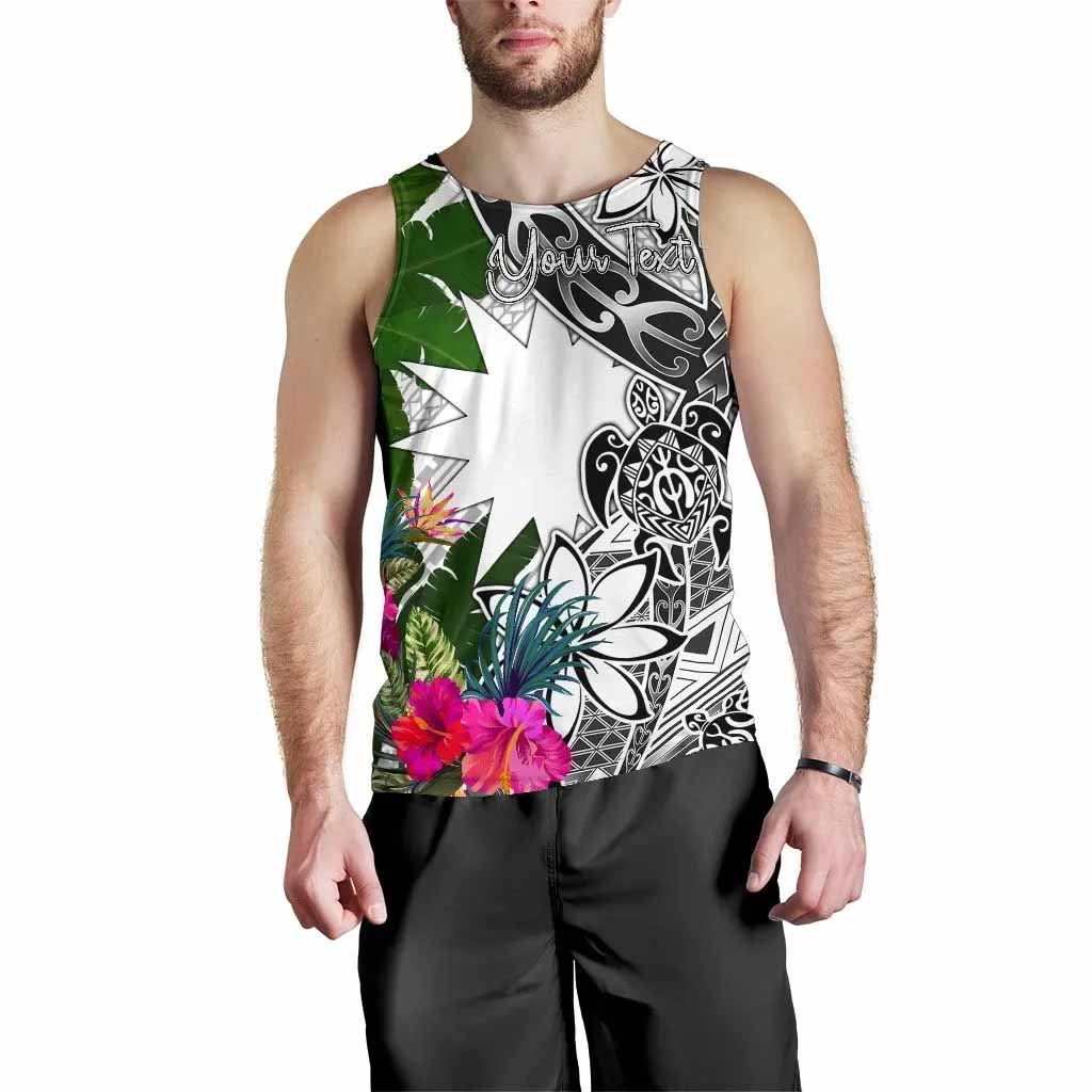 Nauru Custom Personalised Men Tank Top White - Turtle Plumeria Banana Leaf