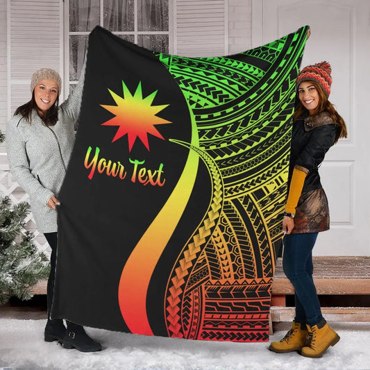 Nauru Custom Personalised Premium Blanket - Reggae Polynesian Tentacle Tribal Pattern