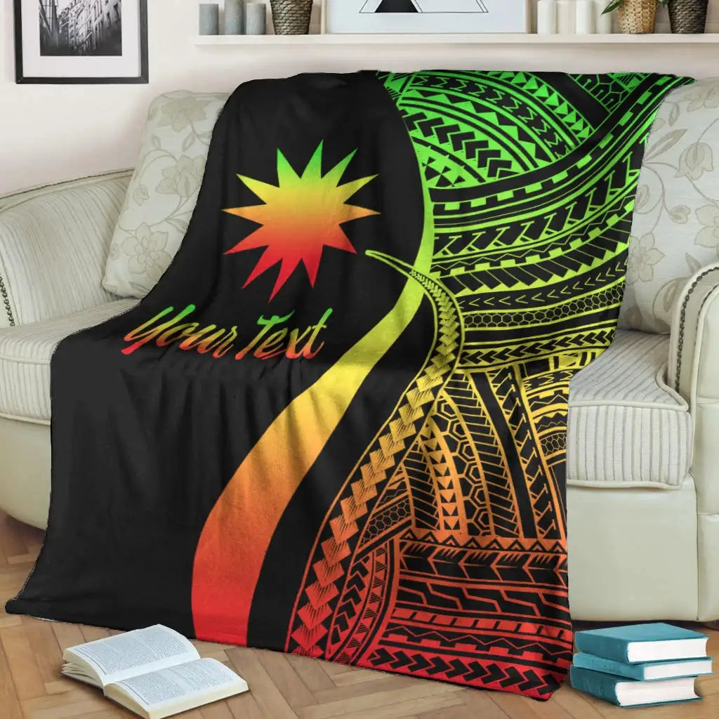 Nauru Custom Personalised Premium Blanket - Reggae Polynesian Tentacle Tribal Pattern
