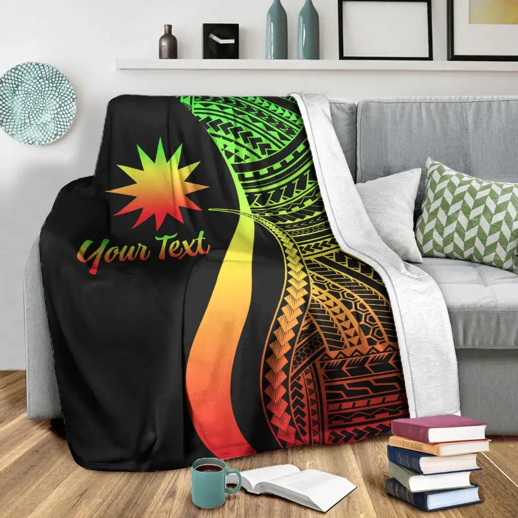 Nauru Custom Personalised Premium Blanket - Reggae Polynesian Tentacle Tribal Pattern