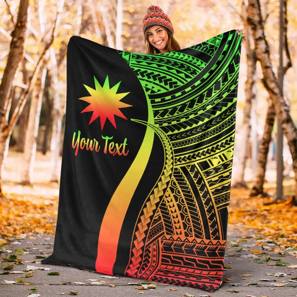 Nauru Custom Personalised Premium Blanket - Reggae Polynesian Tentacle Tribal Pattern