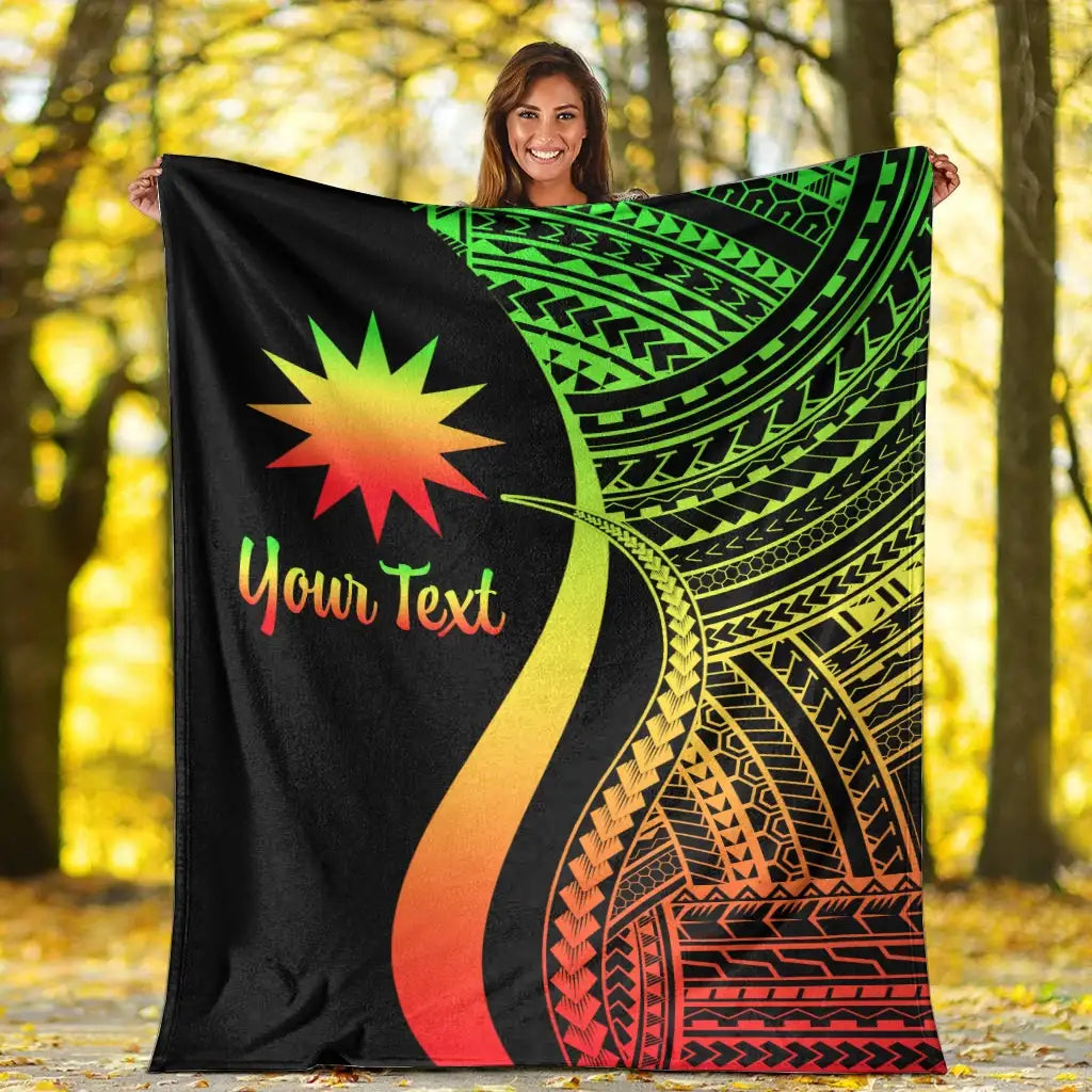 Nauru Custom Personalised Premium Blanket - Reggae Polynesian Tentacle Tribal Pattern