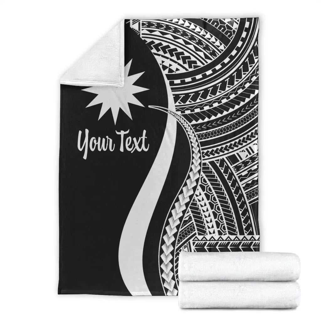 Nauru Custom Personalised Premium Blanket - White Polynesian Tentacle Tribal Pattern