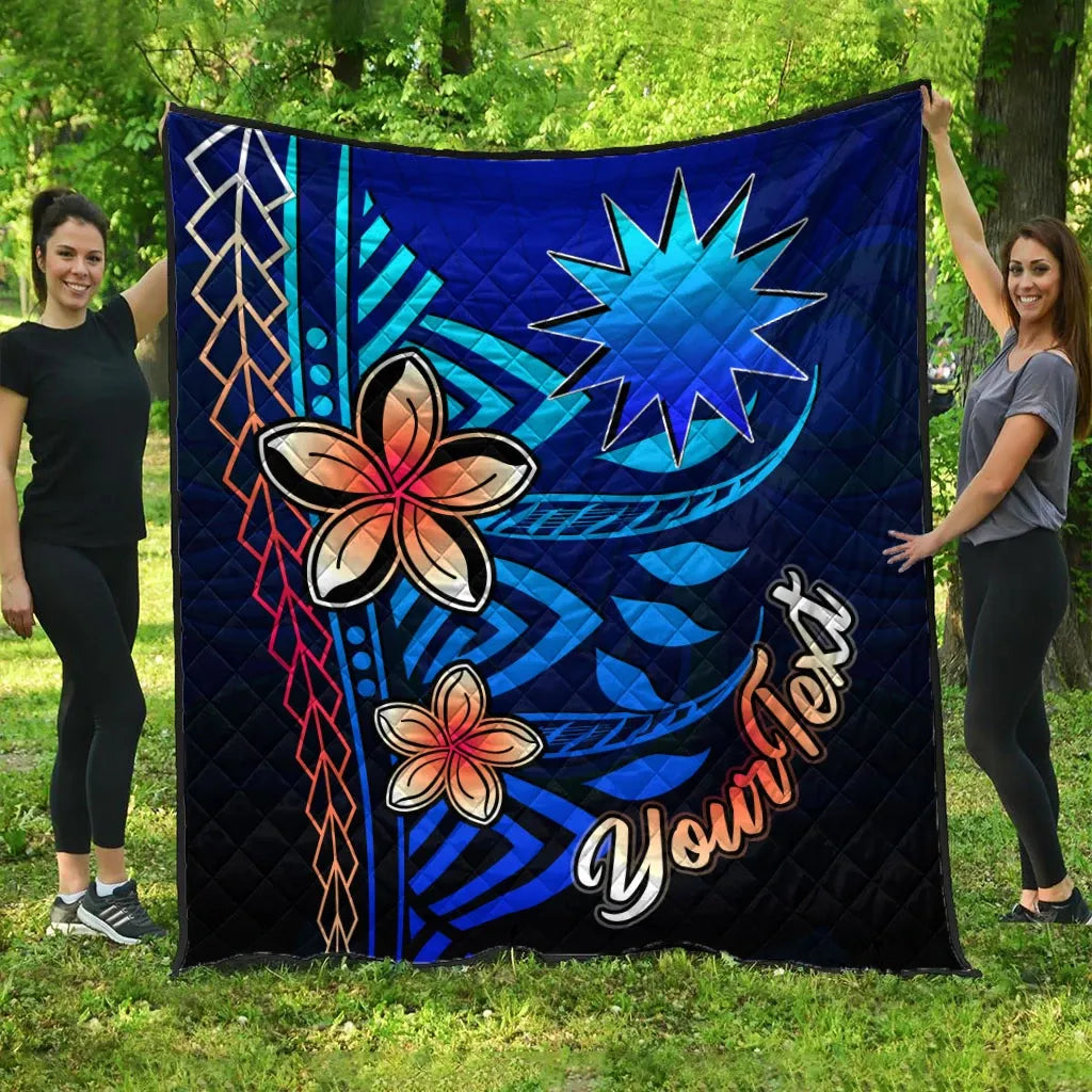 Nauru Custom Personalised Premium Quilt - Vintage Tribal Mountain