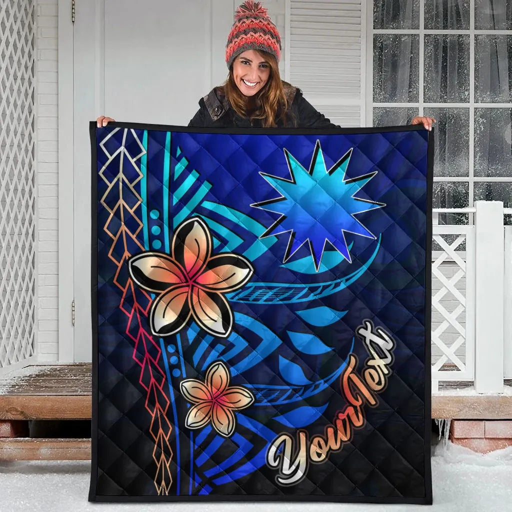 Nauru Custom Personalised Premium Quilt - Vintage Tribal Mountain