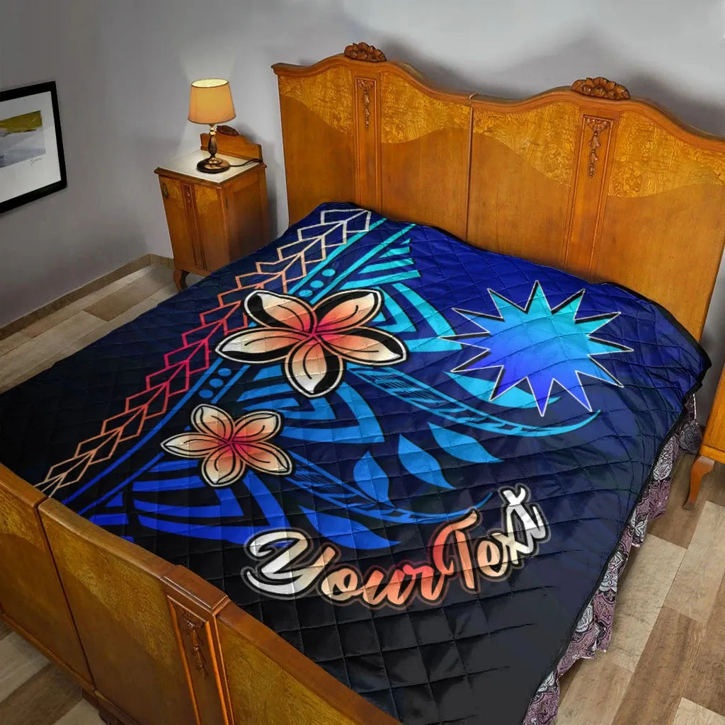 Nauru Custom Personalised Premium Quilt - Vintage Tribal Mountain