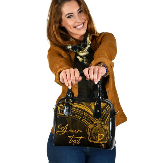 Nauru Custom Personalised Shoulder Handbag - Cross Style Gold Color