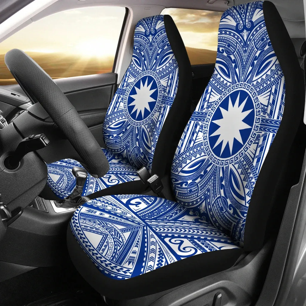 Nauru Car Seat Cover - Nauru Coat Of Arms Polynesian Flag Color