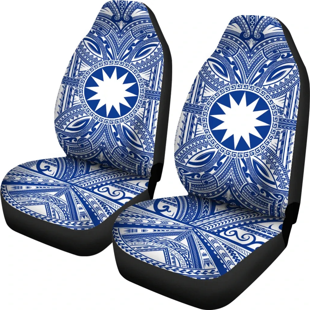 Nauru Car Seat Cover - Nauru Coat Of Arms Polynesian Flag Color