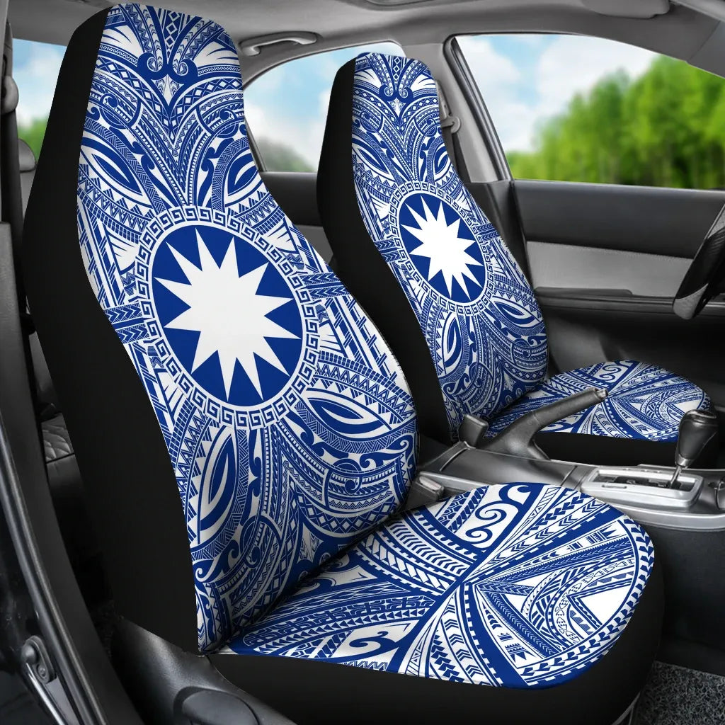 Nauru Car Seat Cover - Nauru Coat Of Arms Polynesian Flag Color