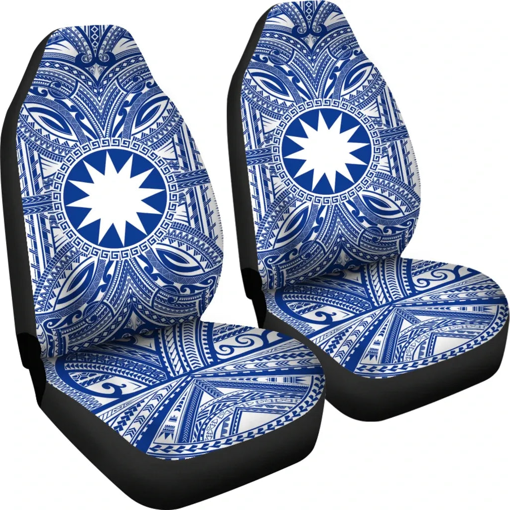 Nauru Car Seat Cover - Nauru Coat Of Arms Polynesian Flag Color