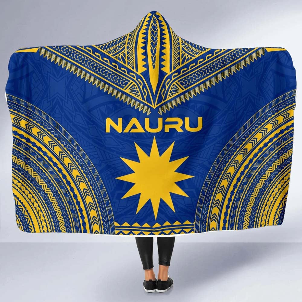 Nauru Flag Polynesian Chief Hooded Blanket