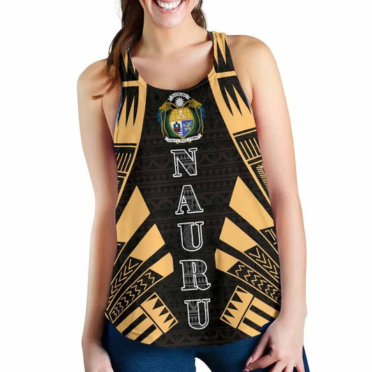 Nauru Women Racerback Tank - Polynesian Tattoo Gold