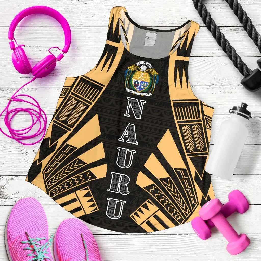 Nauru Women Racerback Tank - Polynesian Tattoo Gold