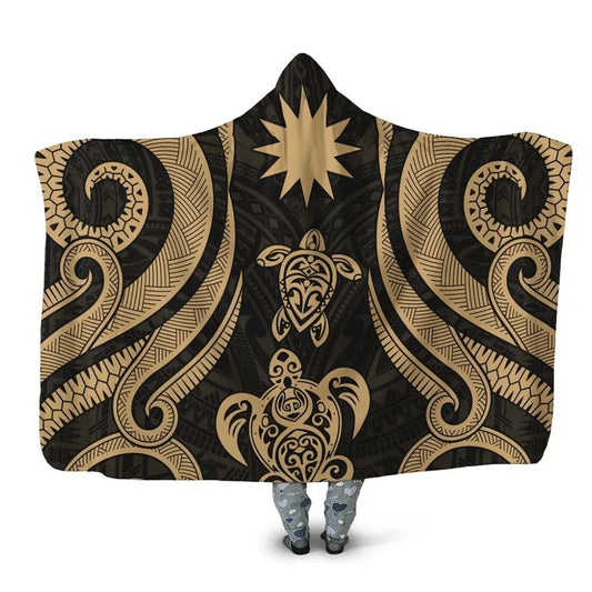 Nauru Hooded Blanket - Gold Tentacle Turtle