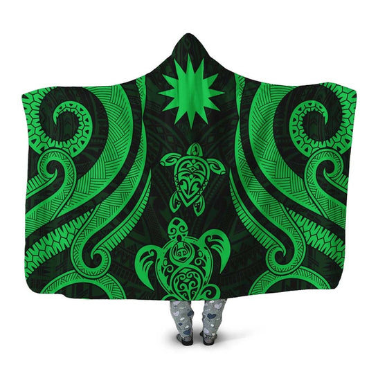 Nauru Hooded Blanket - Green Tentacle Turtle