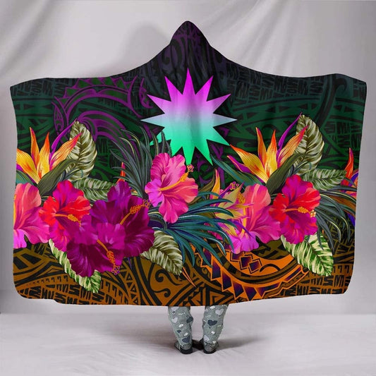 Nauru Hooded Blanket - Summer Hibiscus
