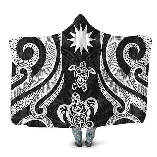 Nauru Hooded Blanket - White Tentacle Turtle