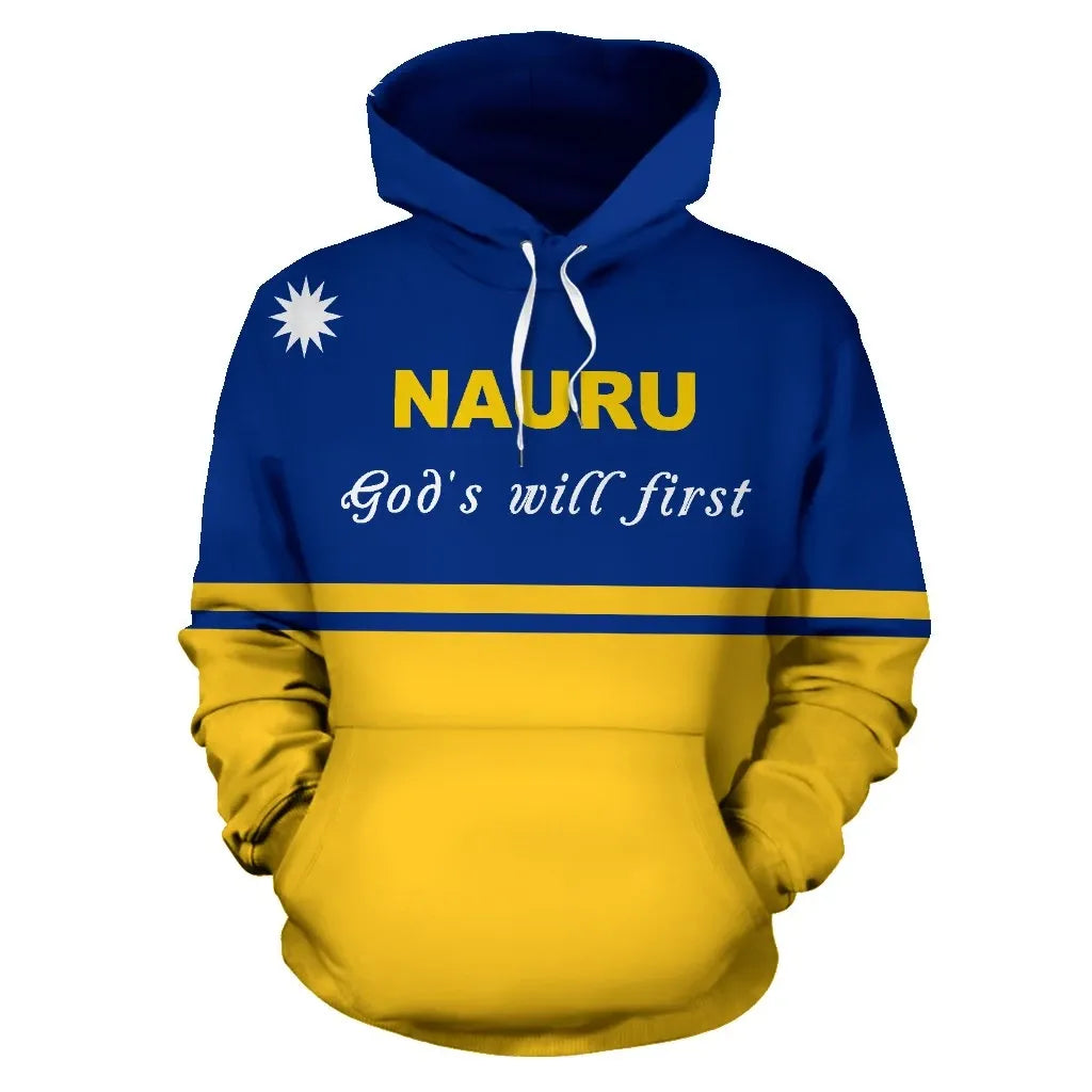 Nauru Hoodie - Nauru Flag Coat Of Arms God's Will First