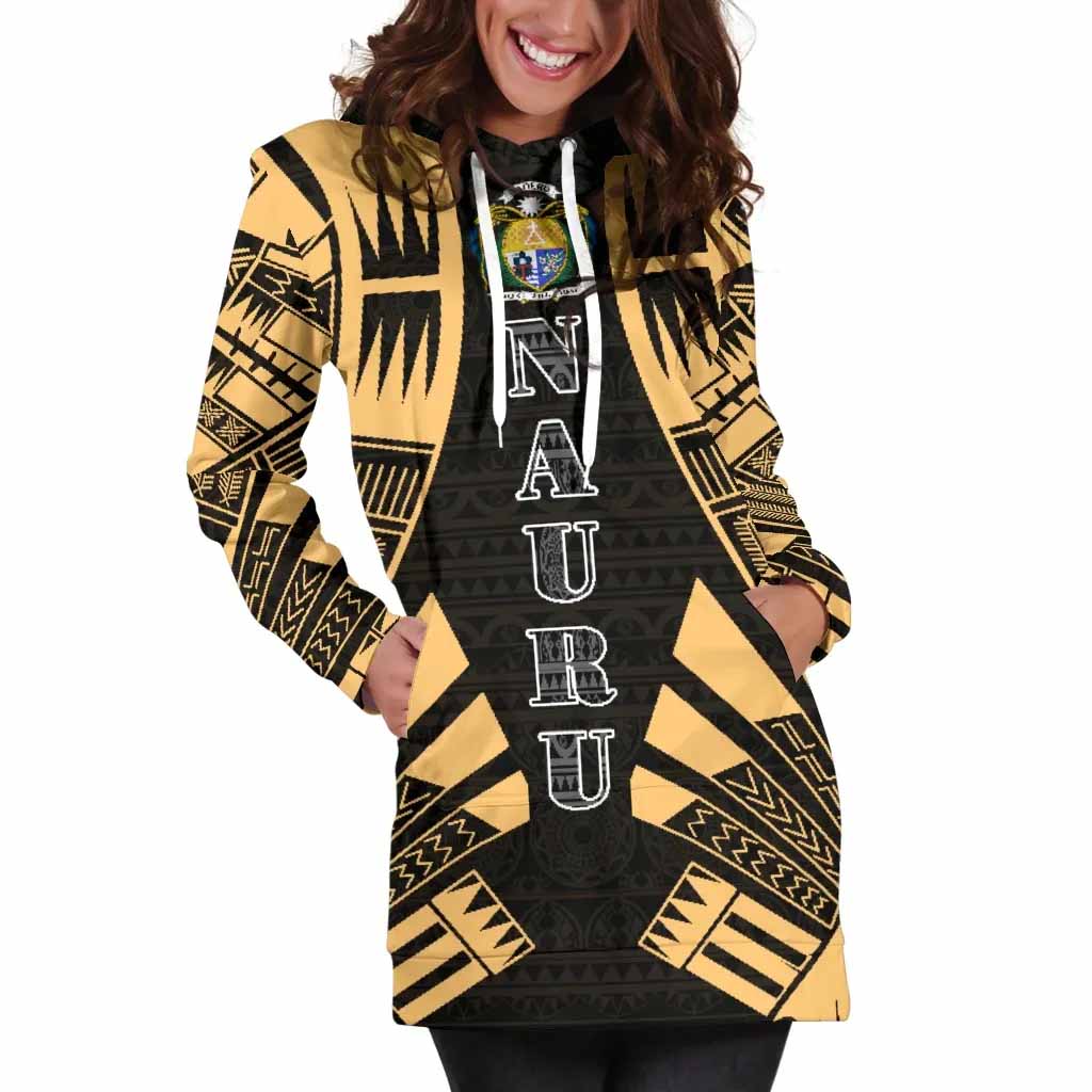 Nauru Hoodie Dress - Polynesian Tattoo Gold