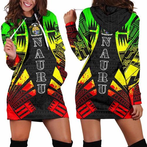 Nauru Hoodie Dress - Polynesian Tattoo Reggae