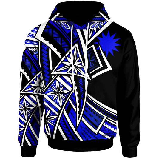 Nauru  Hoodie  - Tribal Flower Special Pattern Blue Color