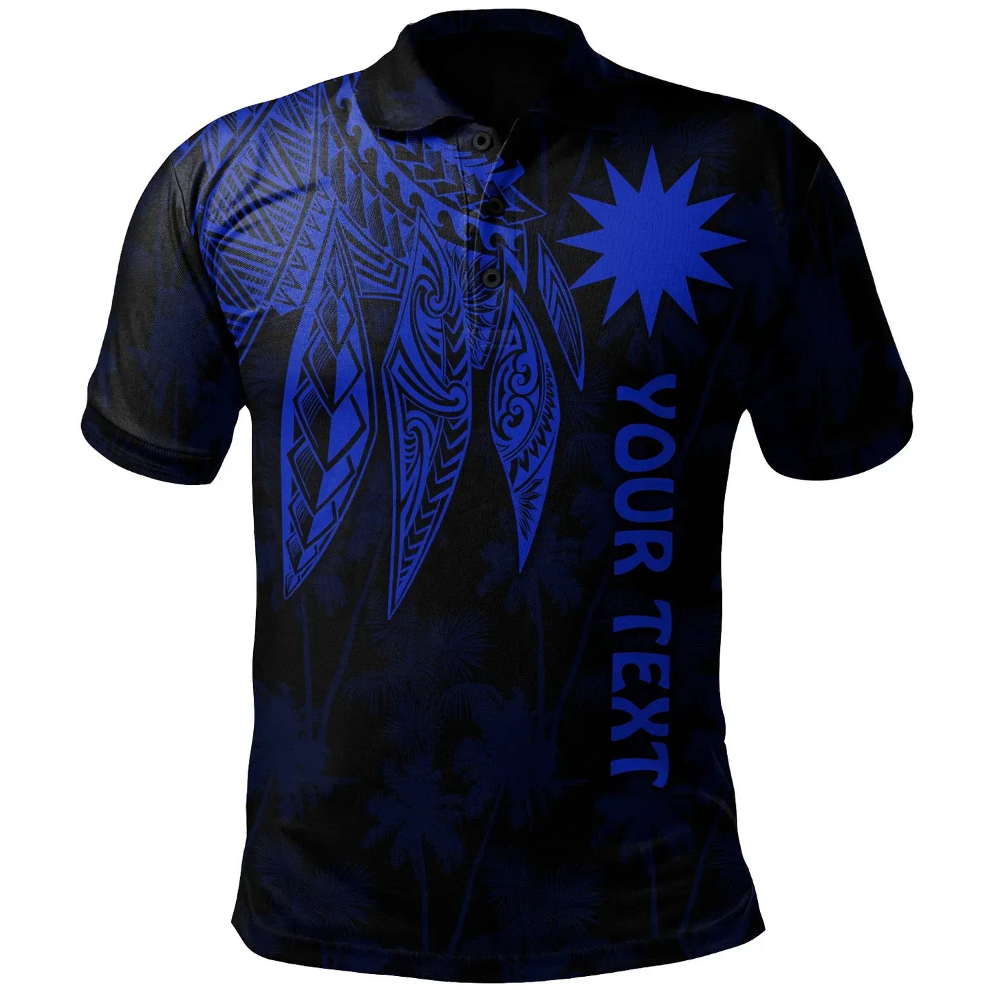 Nauru Personalised Polo - Polynesian Wings Blue