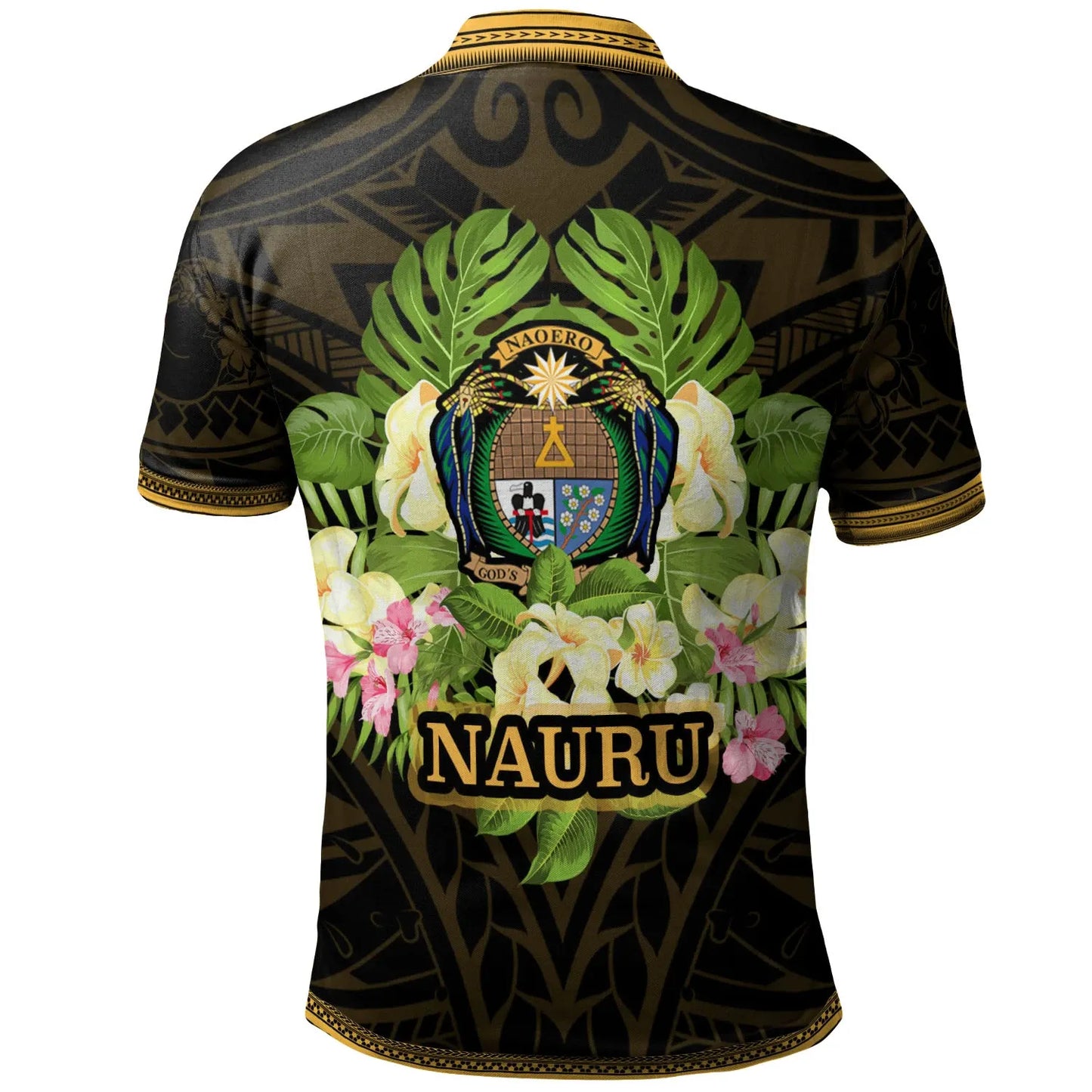 Nauru Polo Shirt - Polynesian Gold Patterns Collection