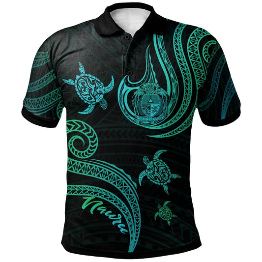 Nauru Polo Shirt - Polynesian Turtle With Pattern