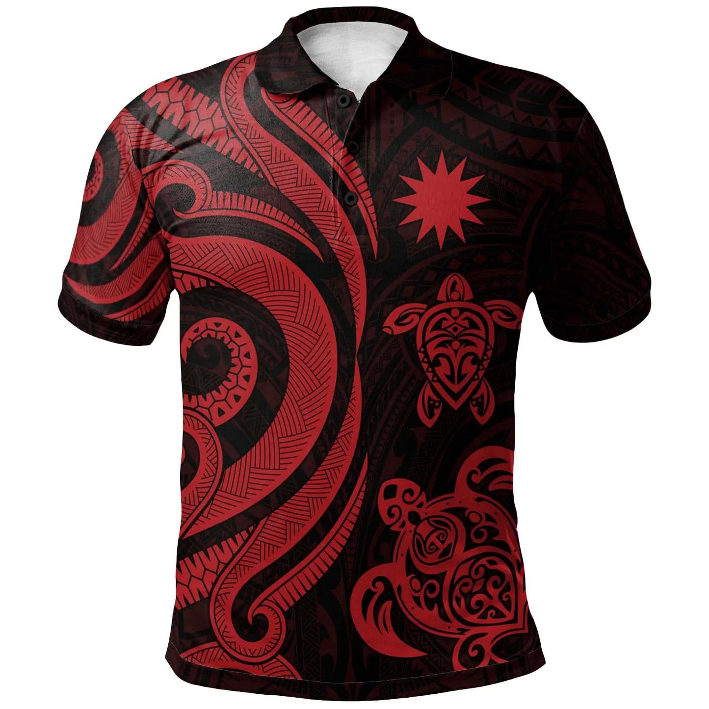 Nauru Polo Shirt - Red Tentacle Turtle