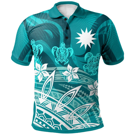 Nauru Polo Shirt - Turtle Around Flower
