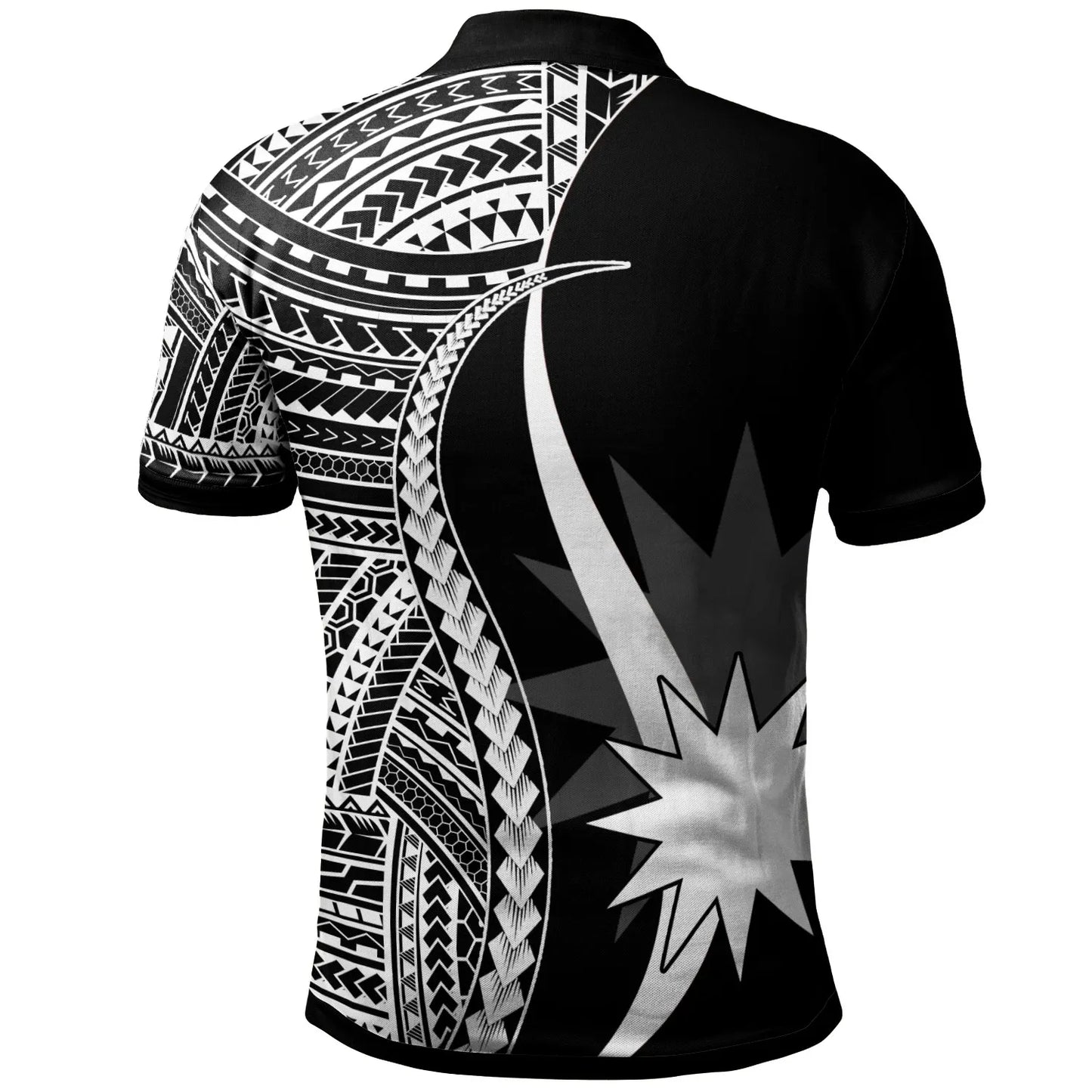 Nauru Polo Shirt White - Polynesian Tentacle Tribal Pattern