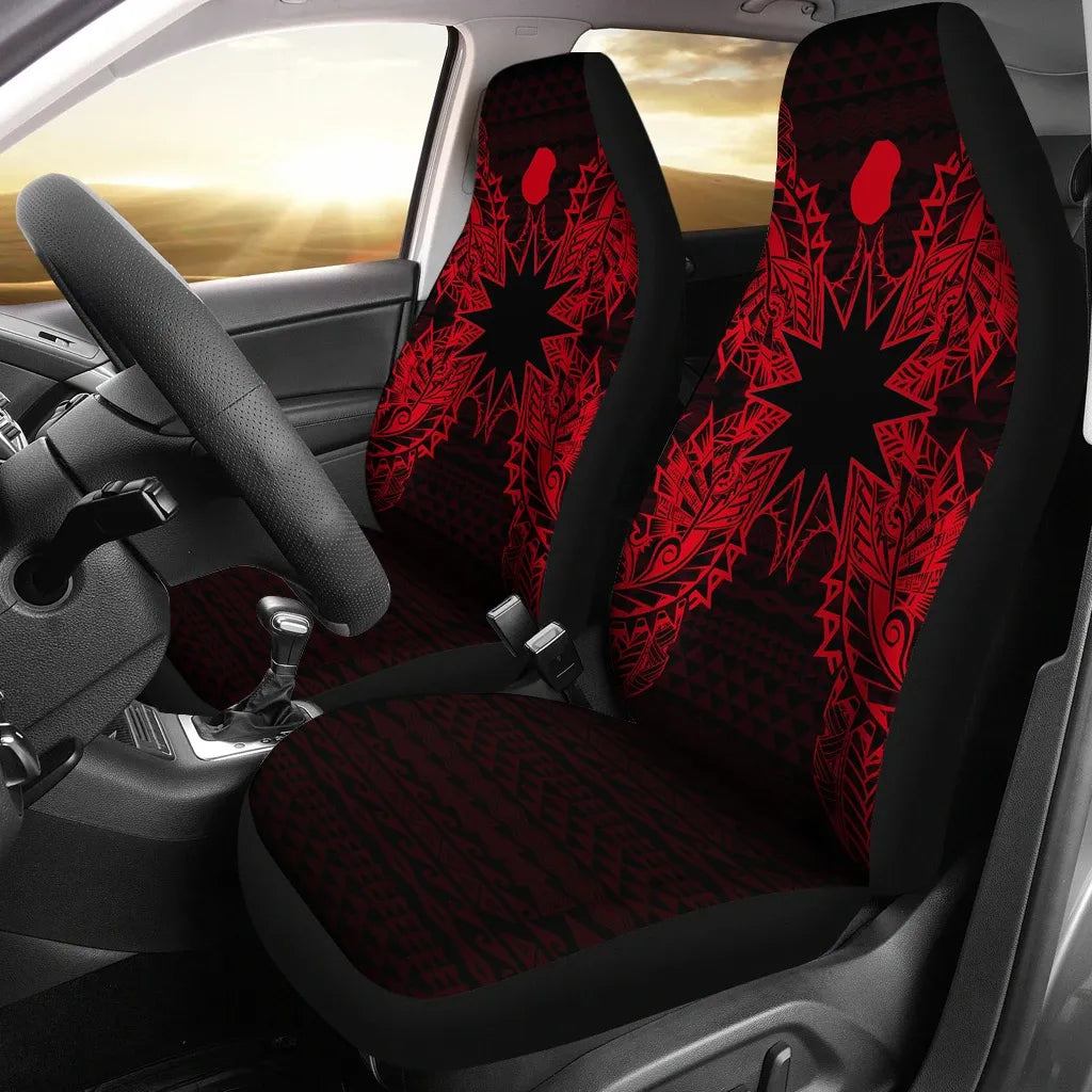 Nauru Car Seat Cover - Nauru Flag Map Red
