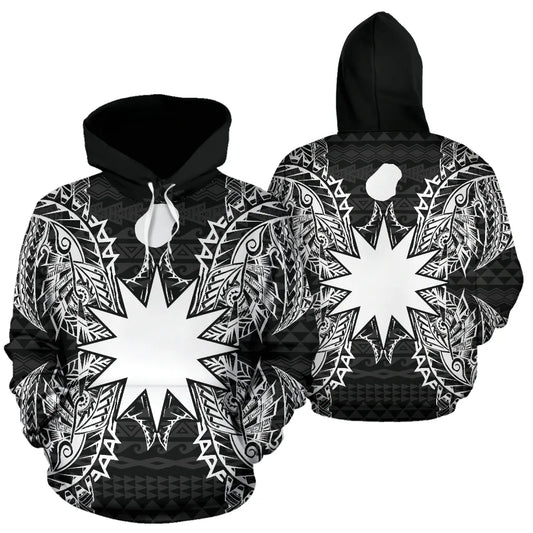 Nauru Polynesian All Over Hoodie Map Black