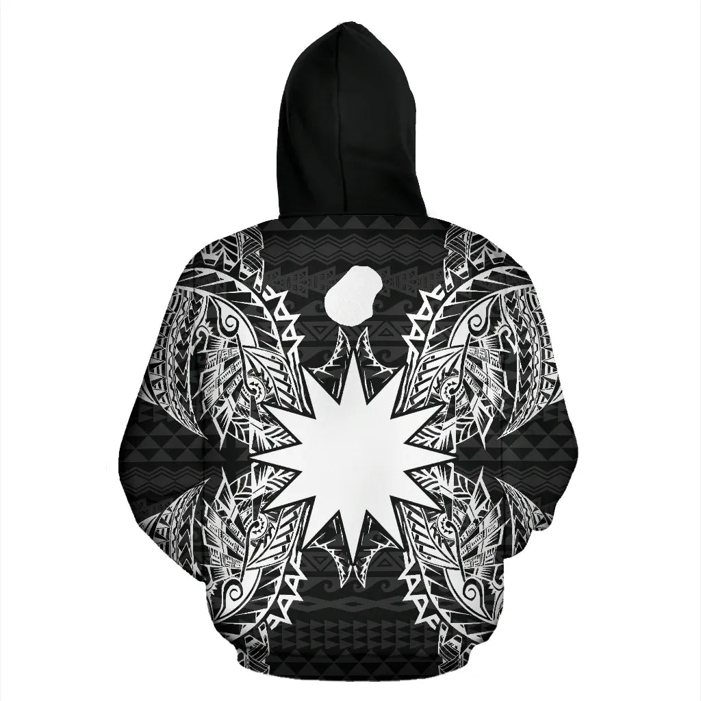 Nauru Polynesian All Over Hoodie Map Black