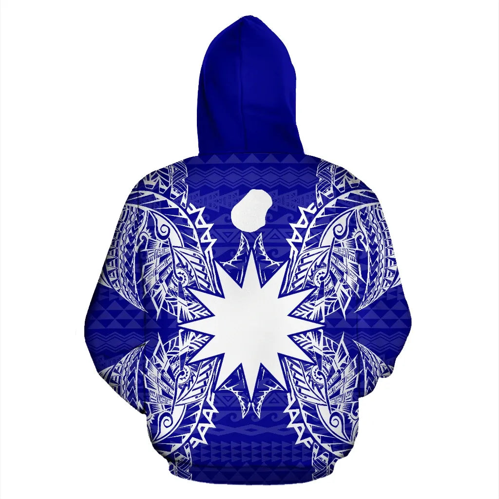 Nauru Polynesian All Over Hoodie Map Blue