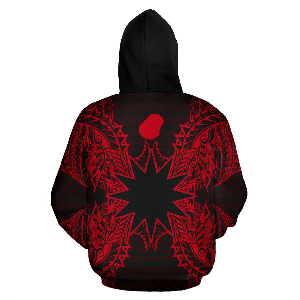 Nauru Polynesian All Over Hoodie Map Red