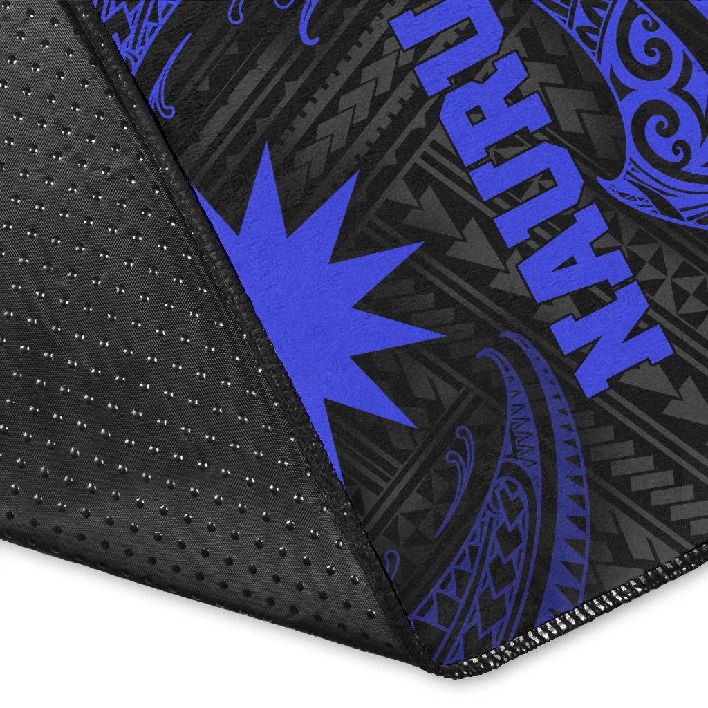 Nauru Polynesian Area Rug - Blue Tribal Wave