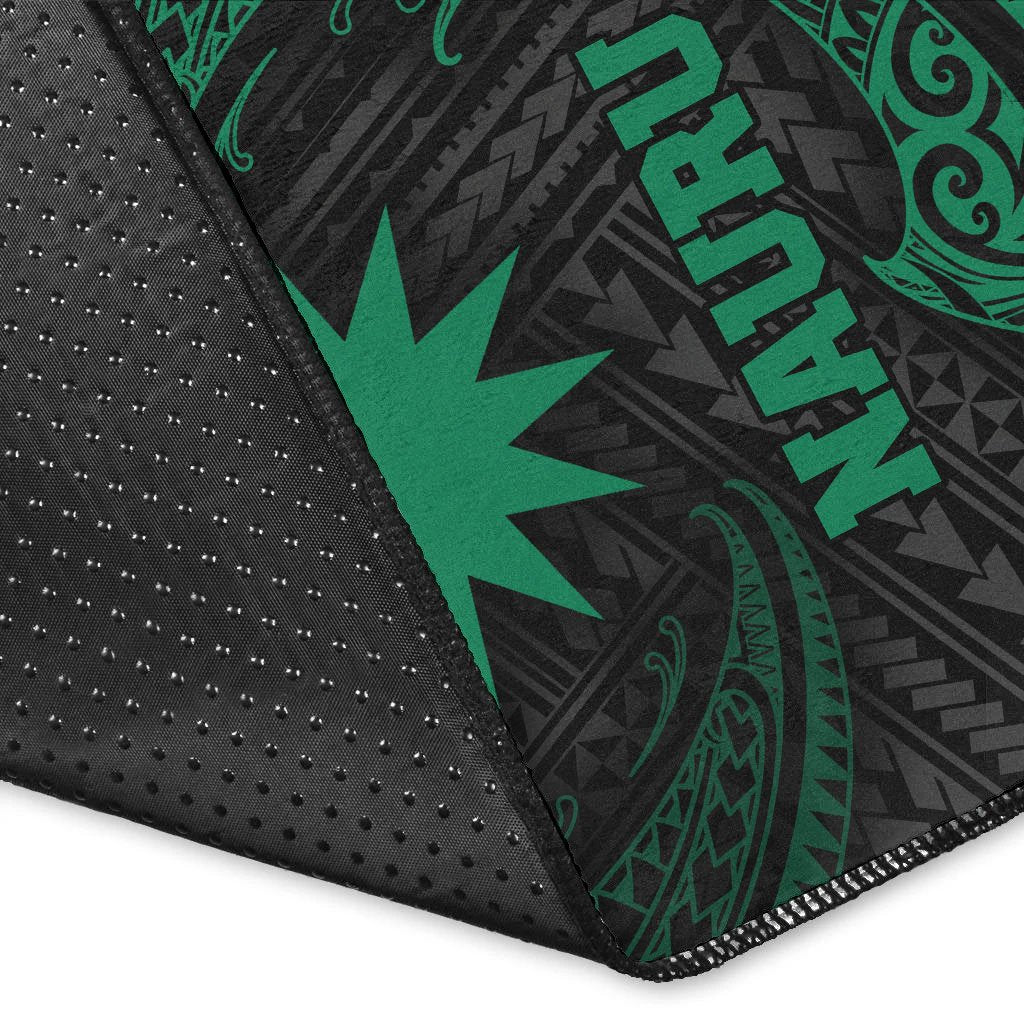Nauru Polynesian Area Rug - Green Tribal Wave