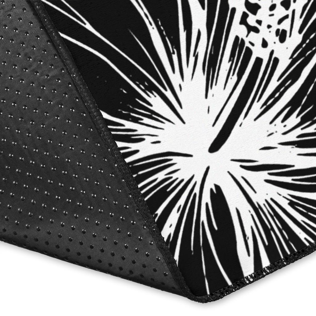 Nauru Polynesian Area Rug - Summer Plumeria (Black)