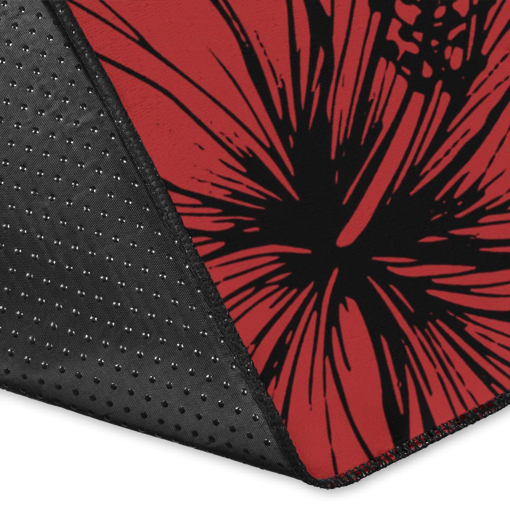 Nauru Polynesian Area Rug - Summer Plumeria (Red)