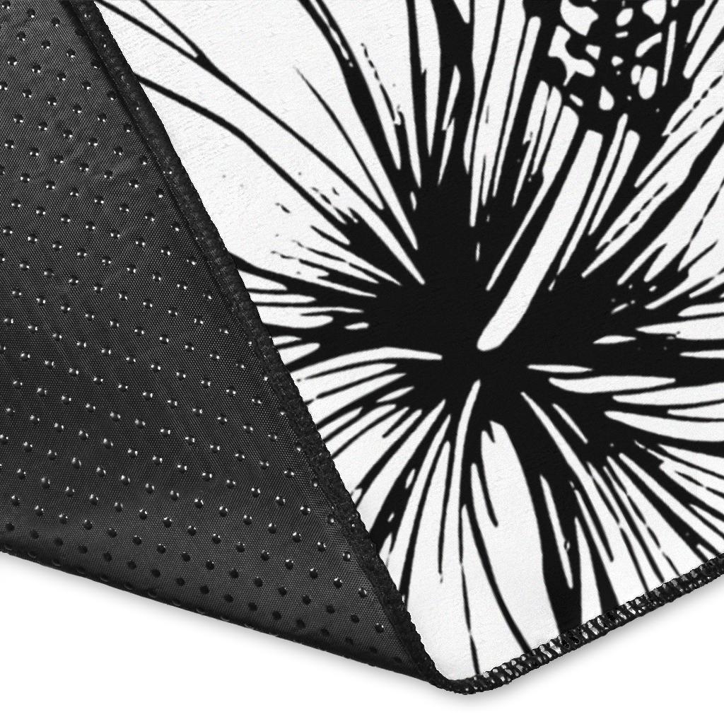 Nauru Polynesian Area Rug - Summer Plumeria (White)