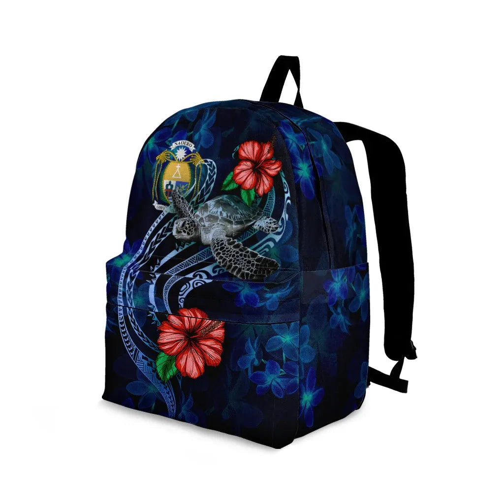 Nauru Polynesian Backpack - Blue Turtle Hibiscus