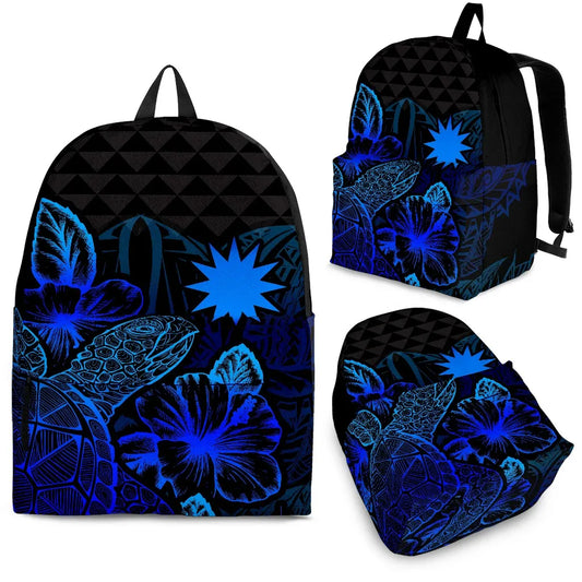 Nauru Polynesian Backpack Turtle Hibiscus Blue