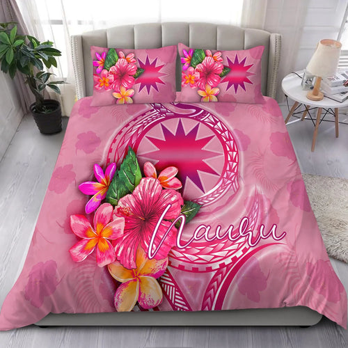 Nauru Polynesian Bedding Set - Floral With Seal Pink
