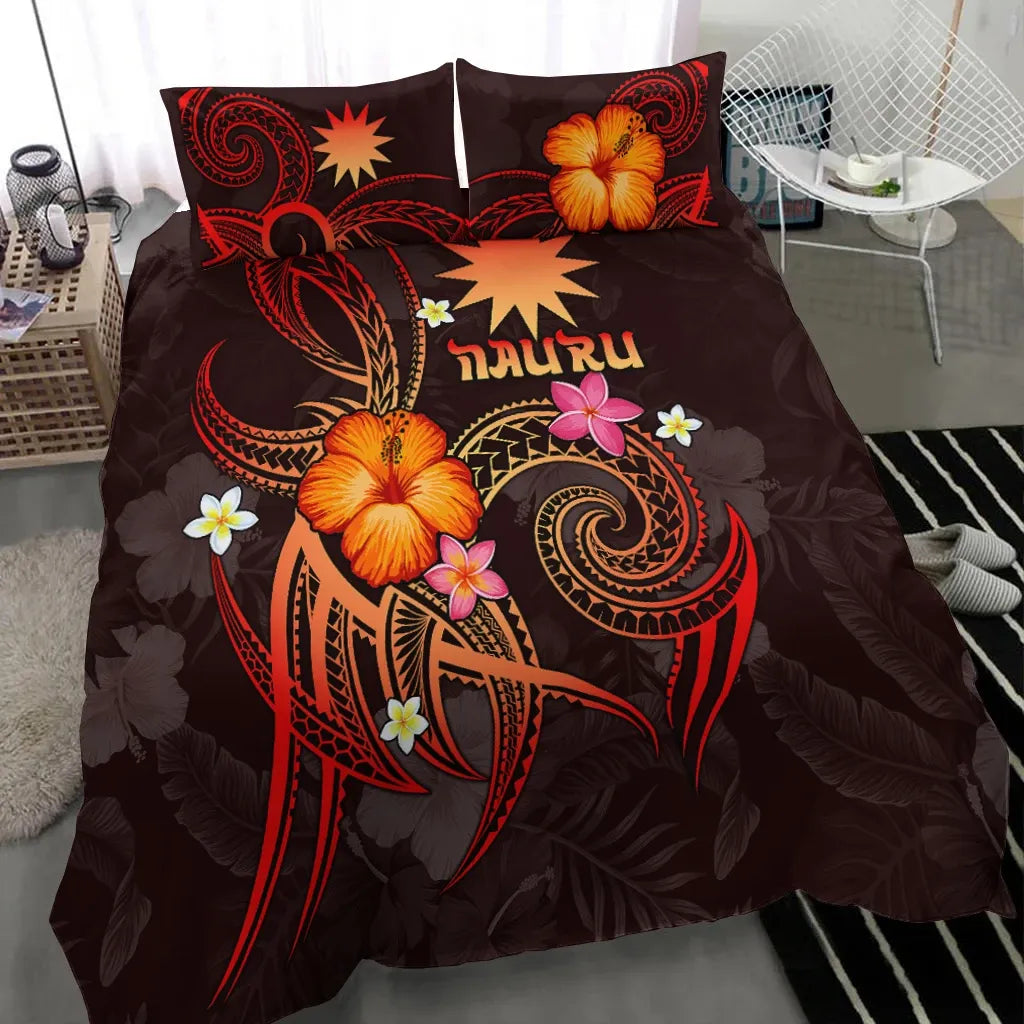Nauru Polynesian Bedding Set - Legend Of Nauru (Red)