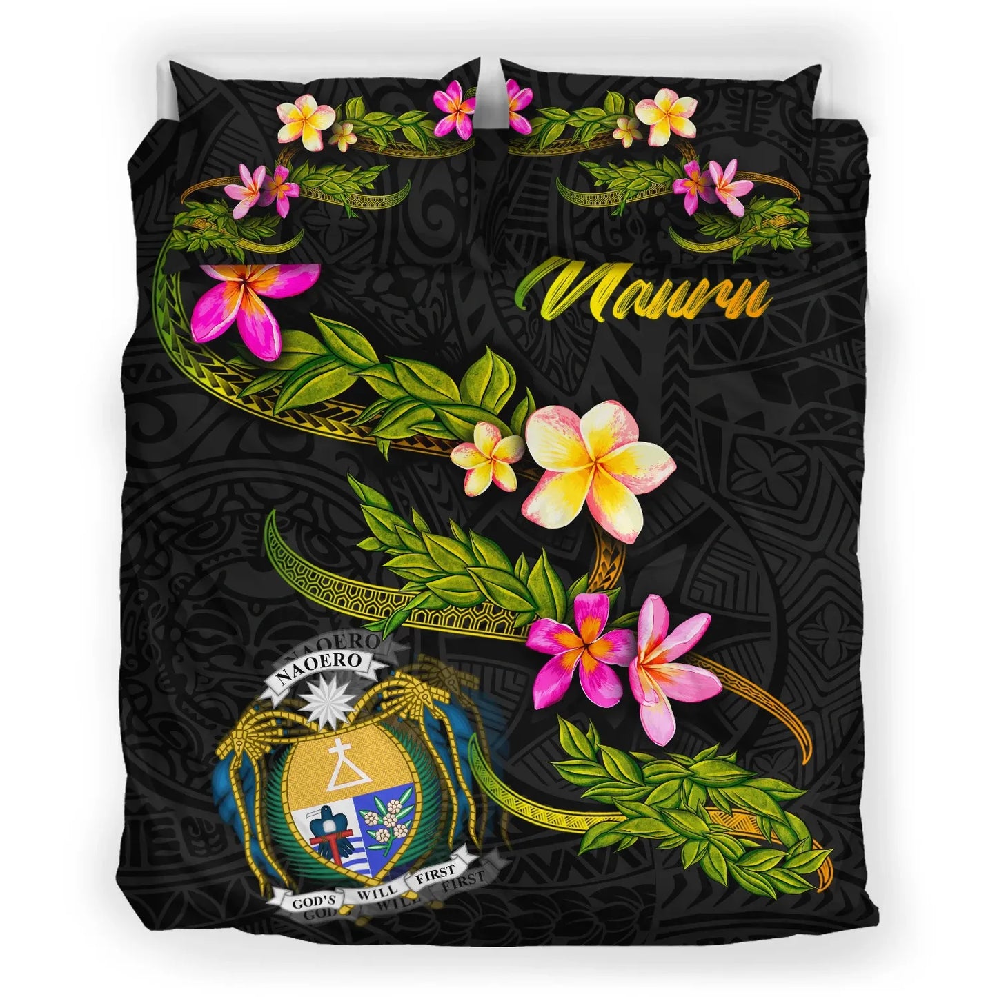 Nauru Polynesian Bedding Set - Plumeria Tribal