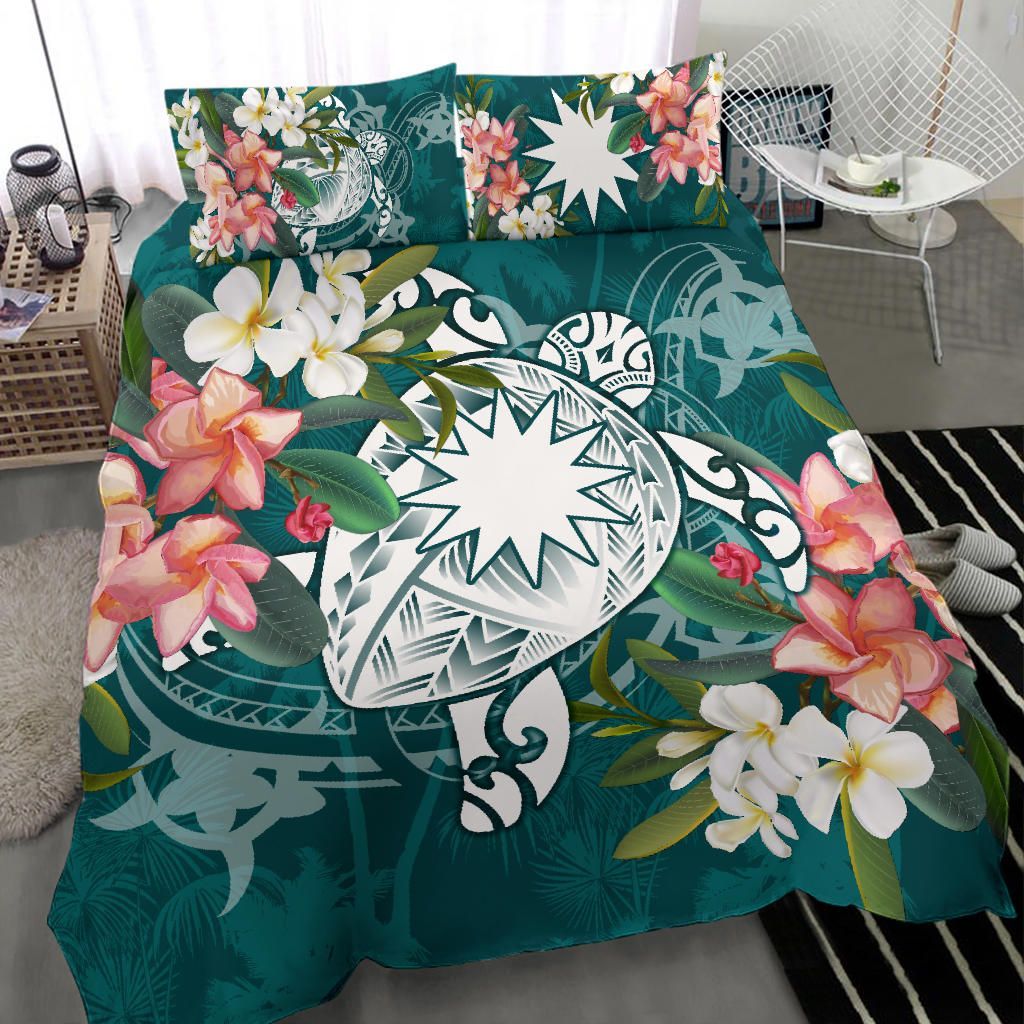 Nauru Polynesian Bedding Set - Turtle With Plumeria