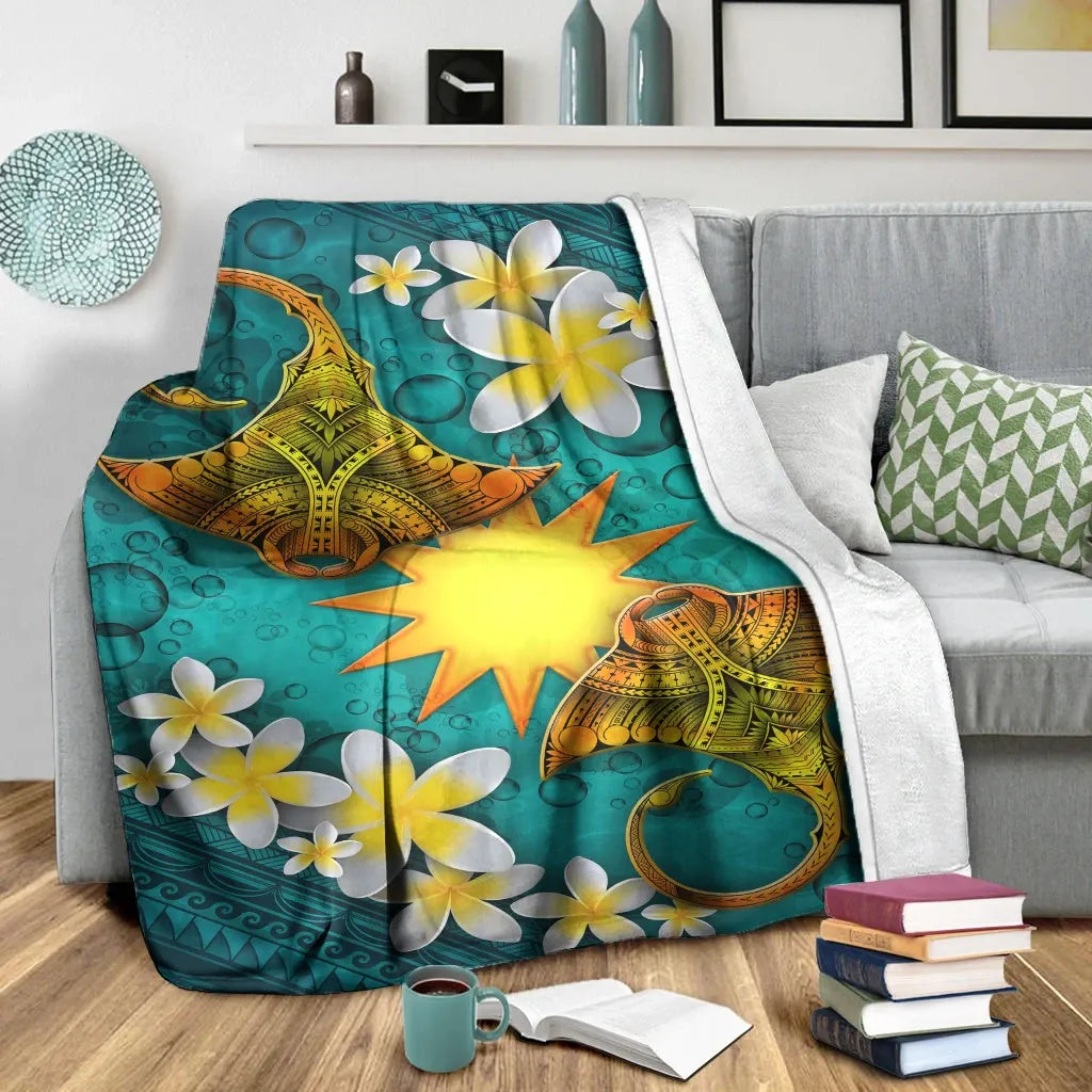 Nauru Polynesian Blanket - Manta Ray Ocean
