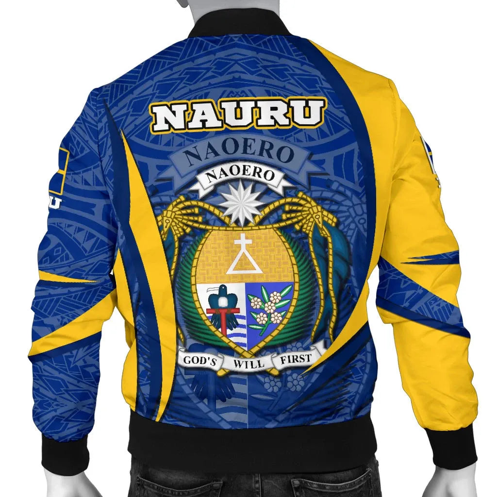 Nauru Polynesian Bomber Jacket - Nauru Spirit (Blue)
